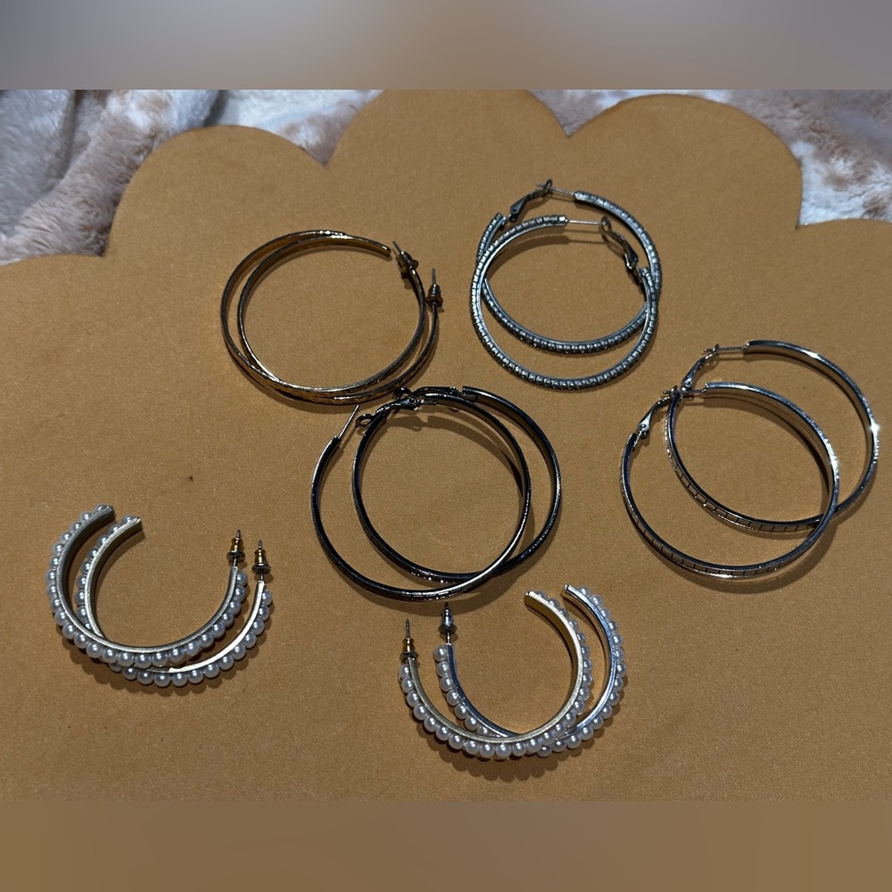 Elegant Silver and Gold Hoop Earrings Set